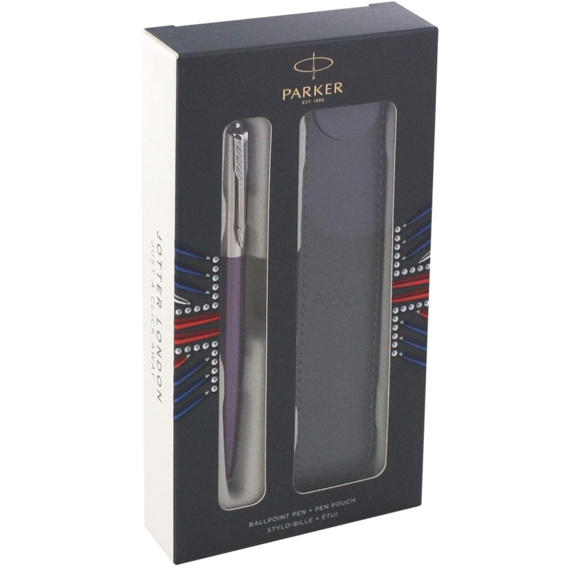 Набор: чехол + шариковая ручка Parker Jotter Core K63, Victoria Violet CT